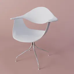 3D rendered white modern swag leg armchair model with chrome legs, optimized for Blender.
