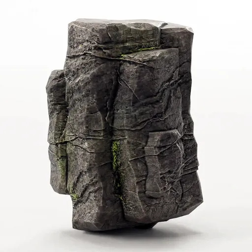 Detailed 3D cliff model with realistic textures and moss, optimized for Blender and suitable for game environments.