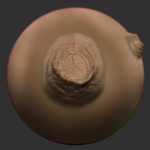 ER Wood Brush 11 imprint for 3D sculpting, creates detailed wood textures ideal for creature skin modeling in Blender 3D.