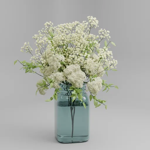 White Baby Breath Bouquet in Glass Vase