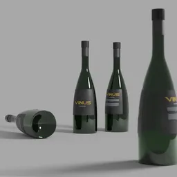 "3D model of a green glass bottle of white wine - Blender 3D. Realistic design by László Beszédes. Perfect for visualizing wine products in virtual environments."