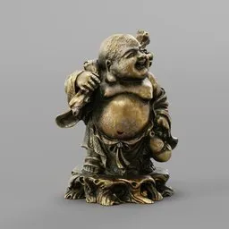 Dancing Laughing Buddha Bronze sculpted in Blender