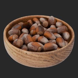 Wooden bowl with chestnuts