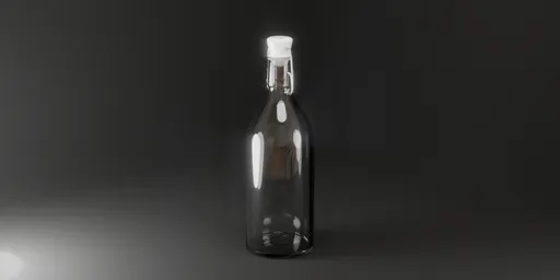 Highly-detailed 3D glass bottle model with rigged stopper, suitable for Blender animation and realistic procedural texture showcase.