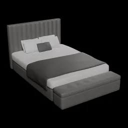 Modern Bed with Tufted Headboard