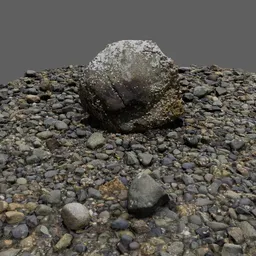 Detailed 3D pebble texture, perfect for Blender ocean shore scenes, with realistic boulder and seaside stones.