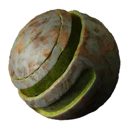 High-resolution eroded mossy rock texture for 3D PBR material rendering in Blender and other 3D applications.