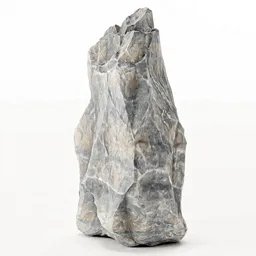 Detailed low-poly 3D boulder suitable for Blender landscapes, showcasing sharp edges and realistic textures.