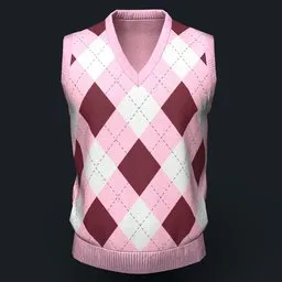Pink Argyle Knit Vest