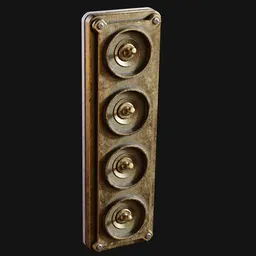 Old Industrial Quad Light Switch Brass