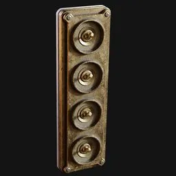 Old Industrial Quad Light Switch Brass