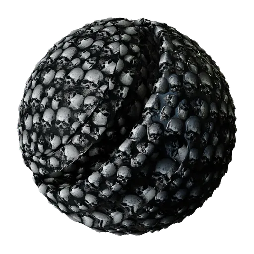 Detailed PBR Skulls Graveyard Wall material with customizable color, texture patterns, and roughness for 3D environments.