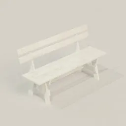 Digitally crafted white wooden garden bench model optimized for Blender 3D rendering.