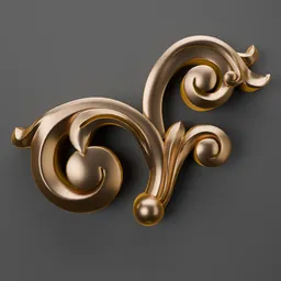 Intricate gold classic ornament 3D model for high-quality detailing in Blender.