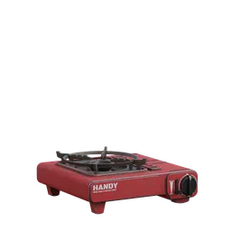 Detailed Blender 3D model of a red portable gas stove with high-resolution textures, perfect for kitchen appliance visualization.