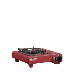 "High quality 3D model of a red Portable Gas stove with black burner and rusty arms. Textured with 1k textures. Perfect for kitchen appliance scenes in Blender 3D."