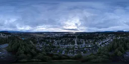 Aerial Cityscape Overcast Sunset