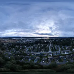 Aerial Cityscape Overcast Sunset