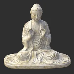 Amida Nyorai Buddha Statue White Marble
