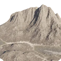 Highly detailed 3D mountain terrain with realistic texturing for Blender rendering.