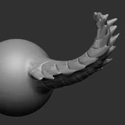 NS Horn 03 sculpting brush for Blender, dragon tail detailing with segmented horn pattern.