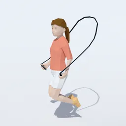 Low Poly Girl Playing With a Rope