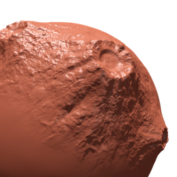 Volcano Crater shape on 3D model surface created with a specialized Blender sculpting brush.