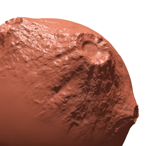 Volcano Crater shape on 3D model surface created with a specialized Blender sculpting brush.