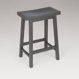 "Black wood stool chair 3D model with realistic body proportions and steel gray body. Perfect for industrial lighting and ecommerce photography. Featured on 9 9 designs store website."