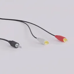 "Highly detailed 3.5mm Stereo Plug and Dual RCA Jack 3D model for Blender 3D. The model features realistic connectors with textured cables for enhanced matching. Versatile usage with the option to use the connectors alone or with the cables. Perfect for construction projects in Blender 3D."