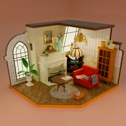 Cozy Vintage Living Room Diorama