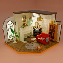 Cozy Vintage Living Room Diorama