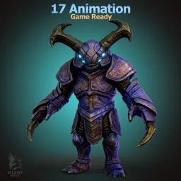 Horned Armored Monster Rigged Animated