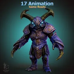 Horned Armored Monster Rigged Animated