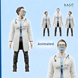 A Female Doctor Animated Rigged