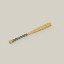 Highly detailed Blender 3D model of a textured wooden baseball bat with worn handle grip.