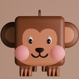 Monkey  Brown Cube animal
