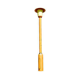 Detailed 3D rendering of an antique yellow street lamp with visible wear, ideal for Blender 3D exterior scenes.