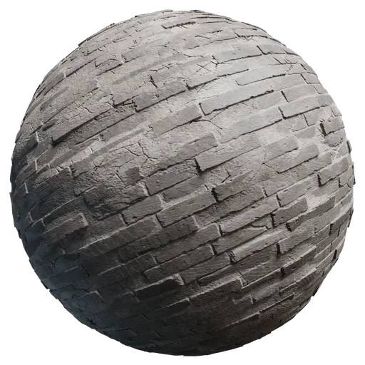 High-quality PBR texture of dark, weathered brickwork for 3D modeling and rendering in Blender and other software.