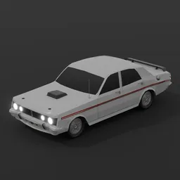 Low Poly White Muscle Car