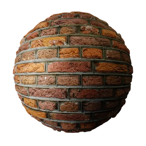 Red Bricks Wall Mortar Extruded