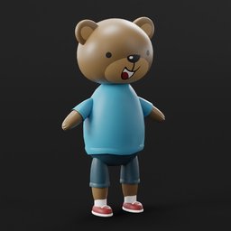 Cartoon Bear lowpoly | Mammals models | BlenderKit