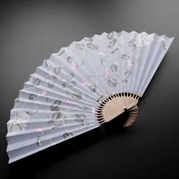 Highly detailed 3D model of an ornate folding fan, created for Blender 3D artists and designers.