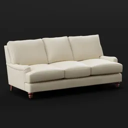 Classic Rolled Arm Sofa – Ivory