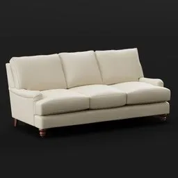Classic Rolled Arm Sofa – Ivory