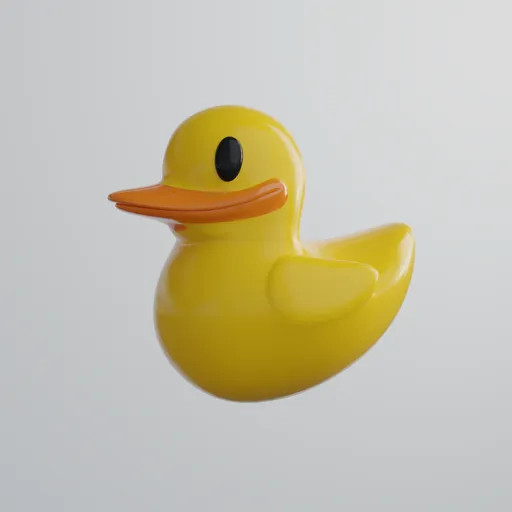Yellow 3D rubber duck model with smooth shading, suitable for Blender animation projects.