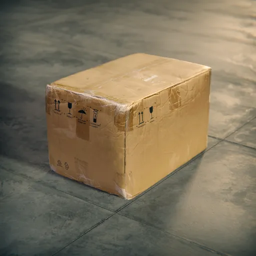Realistic Blender 3D model of a textured cardboard box for game design and packaging visuals.