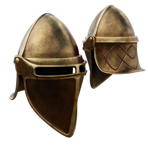 Medieval brass helmet