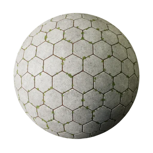 Hexagonal pavement with grass