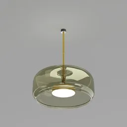 3D-rendered Blender model of a minimalist pendant light with a reflective glass shade and elegant gold accents.